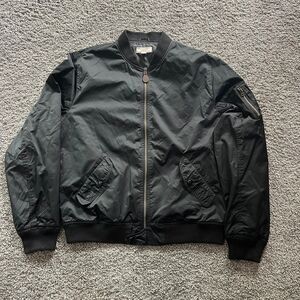 Wallace & Barnes Full Zip Bomber Jacket Flight Nylon Black Mens Size Large